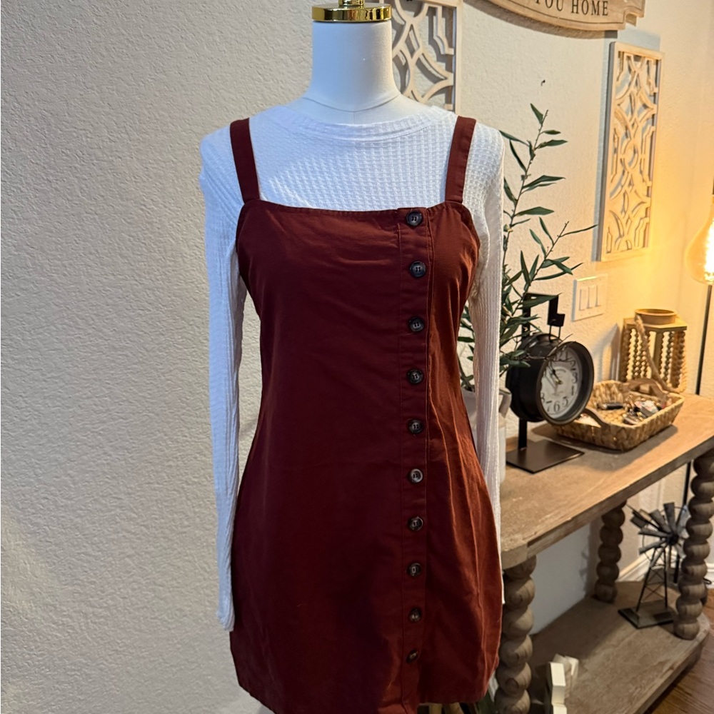 Sky and Sparrow Rust Button-Down Mini Dress